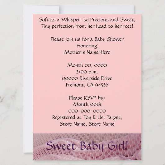 Les plus grandes invitations de douche de bébé du (Dos)