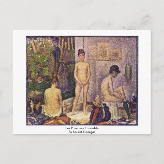 Les Poseuses Ensemble van Seurat Georges Briefkaart (Voorkant)