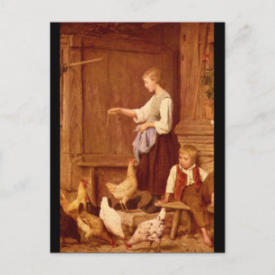 Les Poules', Albert Anker_Groups en Figures Briefkaart