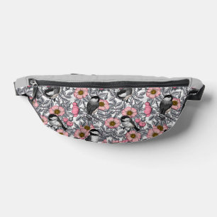 Les poulets dans la nature rose, rose et gris
