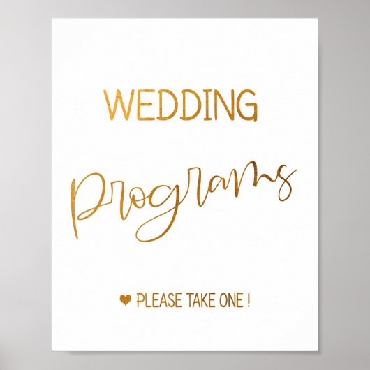 Les programmes de mariage signent affiche 8x10 (Devant)