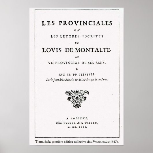 Les Provinciales' door Blaise Pascal Poster (Voorkant)