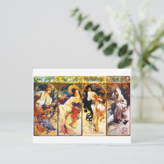 Les Quatre Secondes Saisons de Mucha carte postale (Debout devant)