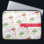 Les rétros remorques ont personnalisé le sac de<br><div class="desc">Un sac de l'électronique comportant des illustrations des campeurs vintages,  des flamants roses,  des fleurs,  et des abeilles.  Personnalisez avec votre nom sur l'avant.</div>