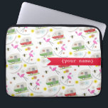 Les rétros remorques ont personnalisé le sac de<br><div class="desc">Un sac de l'électronique comportant des illustrations des campeurs vintages,  des flamants roses,  des fleurs,  et des abeilles.  Personnalisez avec votre nom sur l'avant.</div>