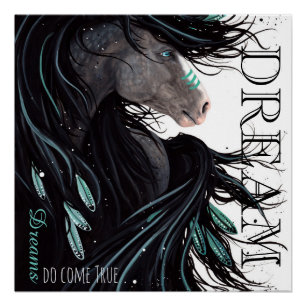 Les rêves viennent véritable affiche de cheval par