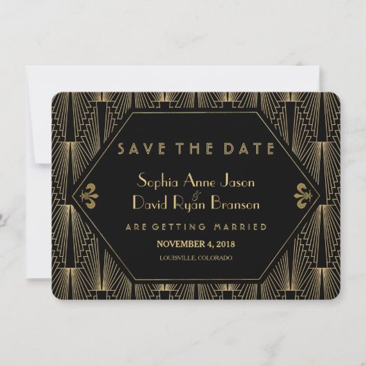 Les Roaring 20s Gatsby Art Déco Save The Date (Devant)