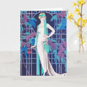 Les roses et la carte de voeux d'art déco de nuit (Fleur jaune)