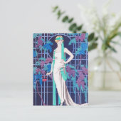 Les Roses et la carte postale Art déco de nuit (Debout devant)