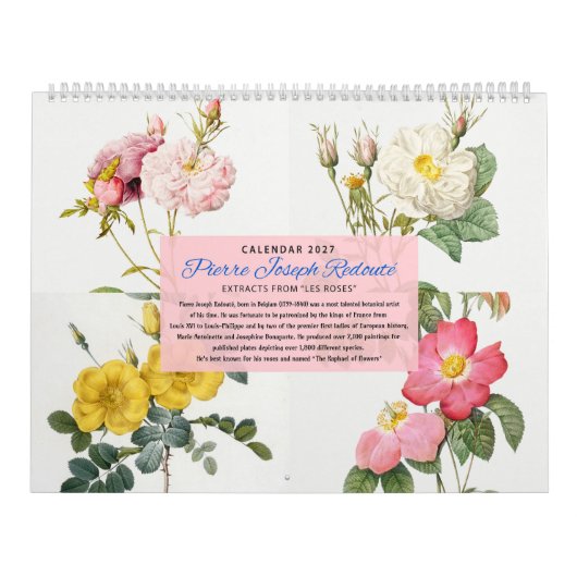 Les Roses - Redouté - Calendrier 2027 (Protection)