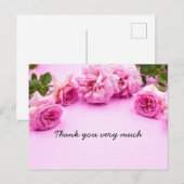 Les roses roses sont sur carte de remerciements ar (Devant / Derrière)