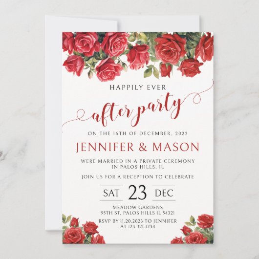 Les roses rouges heureux après le faire-part de ma (Devant)