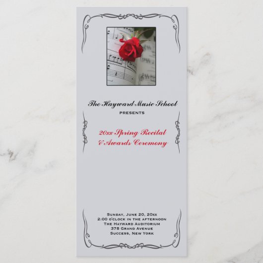 Les roses sont Red Musical Considérant Programme (Devant)