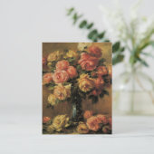 Les Rozen Dans Un Vase Briefkaart (Staand voorkant)