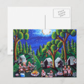 Les Scouts Camp Out Folk Art Cartes postales (Devant / Derrière)