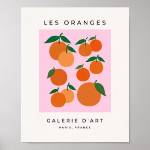 Les Sinaasappels 01 Retro Fruit Roze en Sinaasappe Poster