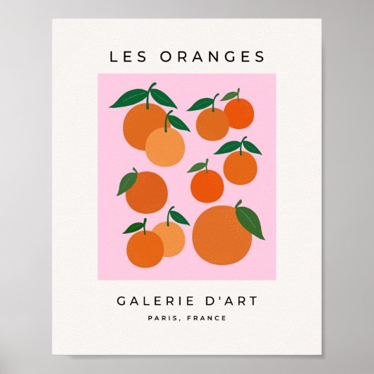 Les Sinaasappels 01 Retro Fruit Roze en Sinaasappe Poster (Voorkant)