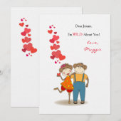 Les singes amoureux Carte Saint Valentin (Devant / Derrière)