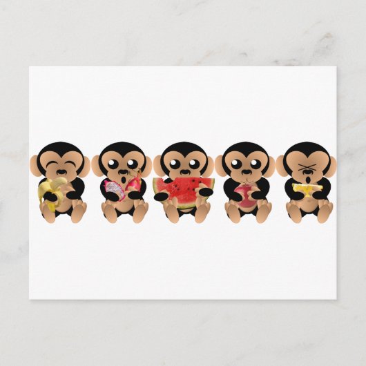 Les singes qui aiment les fruits briefkaart (Voorkant)