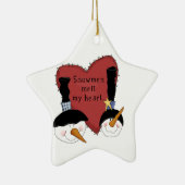 Les Snowmen Fondent Mon Coeur Ornement De Fête (Droite)