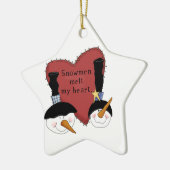 Les Snowmen Fondent Mon Coeur Ornement De Fête (Gauche)