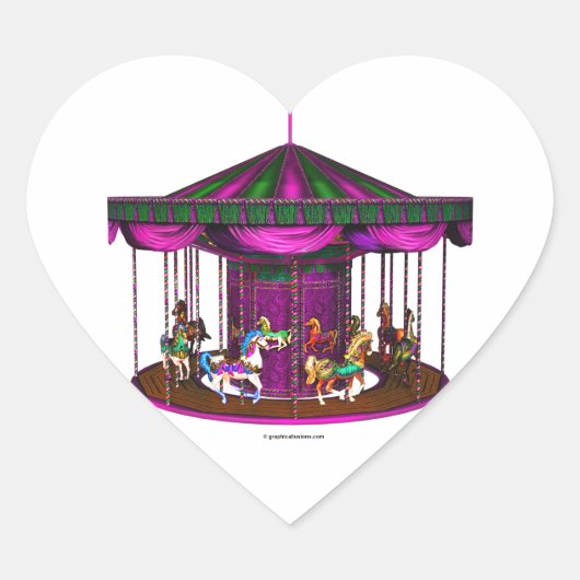 Les Stickers Carrousel Violet En Forme De Coeur (Devant)