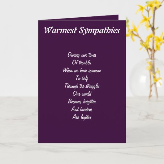 Les sympathies les plus chaleureuses cartes de voe (Fleur jaune)