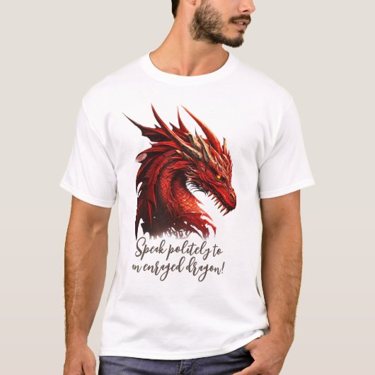 Les T-shirts de base pour hommes parlent de dragon (Devant)