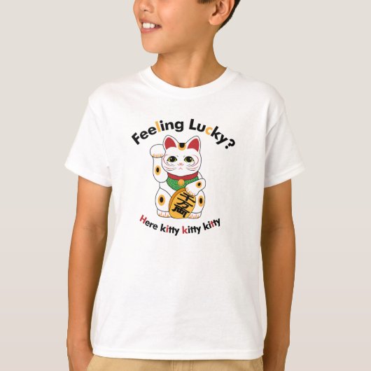 Les T-shirts de l'enfant chanceux de chat (Devant)