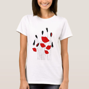 Les T-shirts élégants des femmes noires et rouge