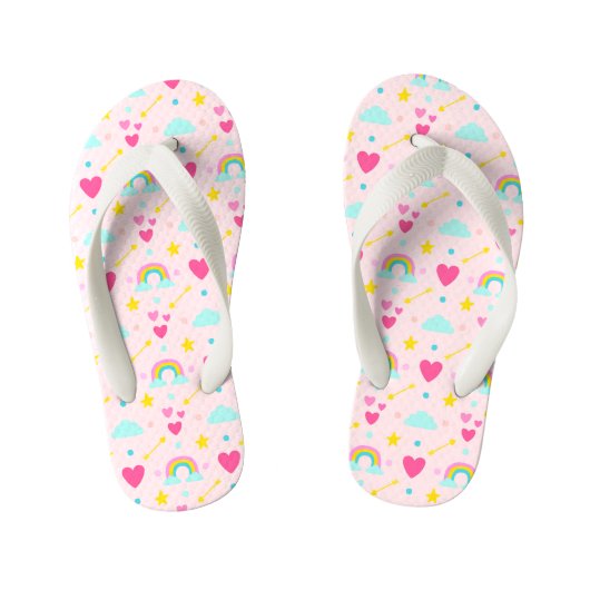Les tongs à motif arc-en-ciel rose pour enfants (Semelle)