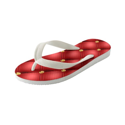 Les tongs de l'enfant rouge et or (Incliné)
