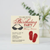 Les tongs Invitations de la fête d'anniversaire Re (Debout devant)