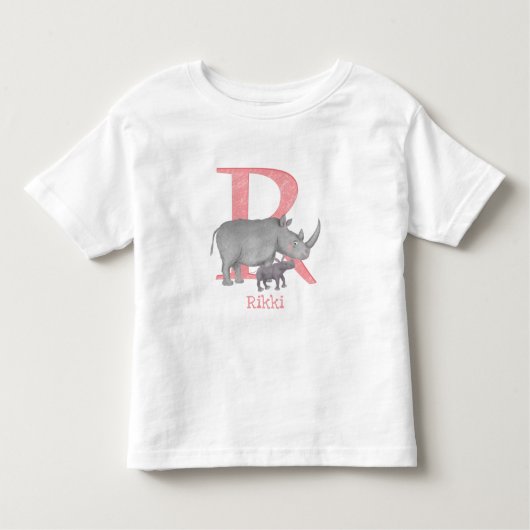 Les Tous Petits Animal ABC R est pour rhino T-shirt (Devant)