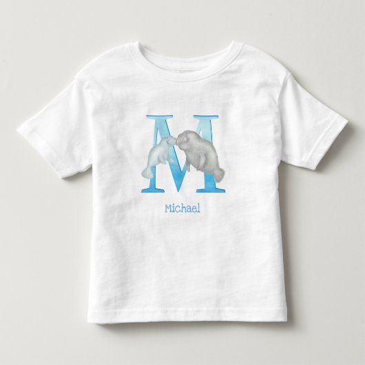 Les Tous Petits L'animal ABC M est pour le T-shirt manatee (Devant)