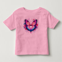 Papillon ailes coeur T-Shirt pour tout-petit | Col
