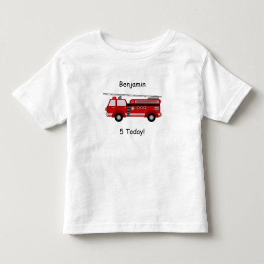 Les Tous Petits T-shirt camion de pompier pour bébé avec le nom et (Devant)