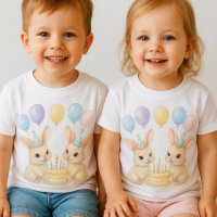T-shirt de naissance pour jumeaux lapins pastel fa