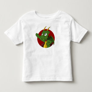 Les Tous Petits T-shirt dragon vert dessin animé pour tout-petits