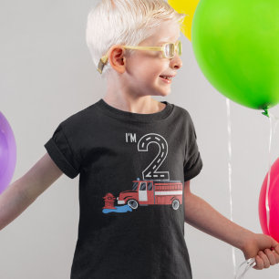 Les Tous Petits T-Shirt Pompiers pour garçon, 2e anniversaire, pom