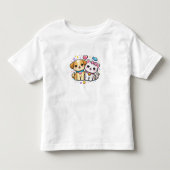 Les Tous Petits T-shirt pour enfants avec un chiot mignon et un ch (Devant)