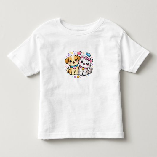 Les Tous Petits T-shirt pour enfants avec un chiot mignon et un ch (Devant)