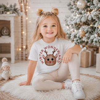 Les Tous Petits T-shirt pour enfants Renne Mignon de Paysage d'Hiv