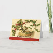 Les trois chatons dans une panier Carte de Noël (Devant)
