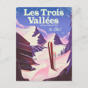 Les Trois Vallées Ski-reisposter Briefkaart