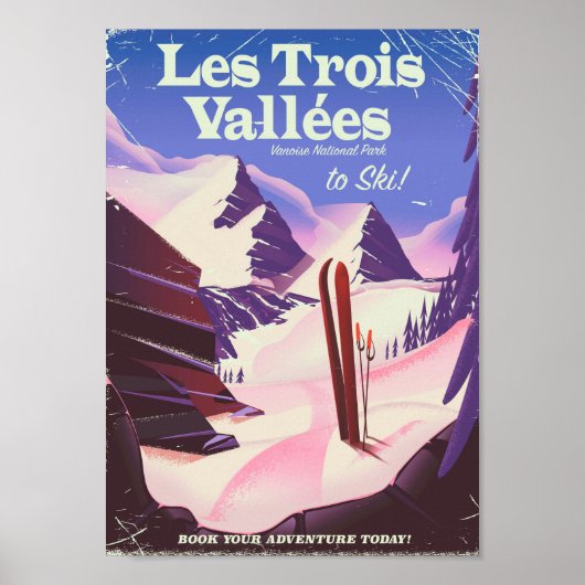 Les Trois Vallées Ski-reisposter Poster (Voorkant)
