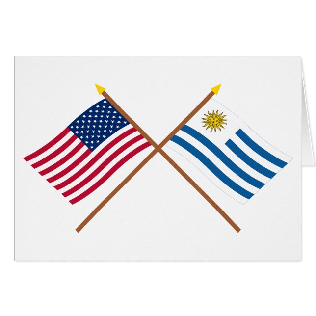 Les USA et drapeaux croisés parUruguay (Devant horizontal)