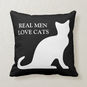 Les vrais hommes aiment les chats coussin coussin