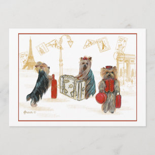 Les Yorkies voyagent Paris Invitations