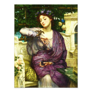 Lesbia en haar mus door Sir Edward John Poynter Foto Afdruk